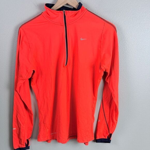 Nike Orange & Blue 3/4 Fleece Pullover Sweatshirt - Picture 1 of 6
